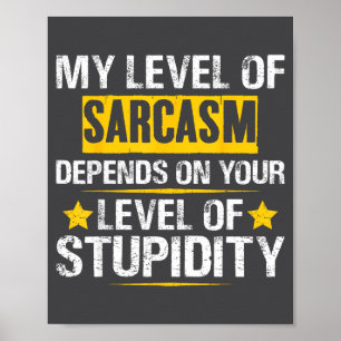 Poster Mon niveau de sarcasme Citation sarcastique dicton