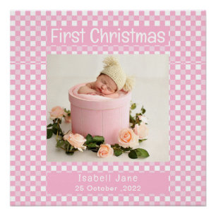 Poster Mon premier Buffle rose de Noël Plaid Baby Photo