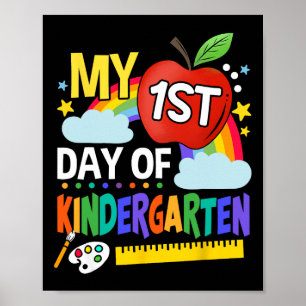 Poster Mon Premier Jour De maternelle Amusant Arc-En-Ciel