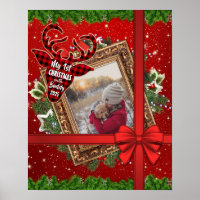 Mon premier Noël avec Gold Frame Red Bow Photo