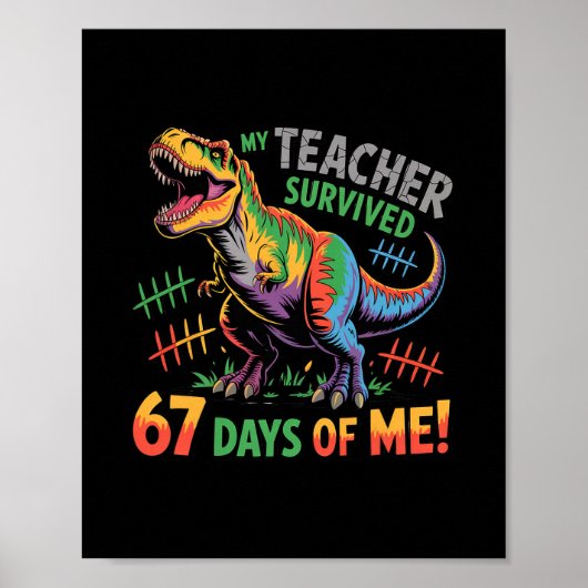Poster Mon professeur a survécu 67 jours d'école 67 Mème (Devant)