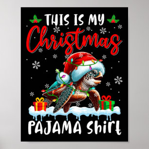 Poster Mon Pyjama de Noël Père Noël Turtle Animaux Jalons