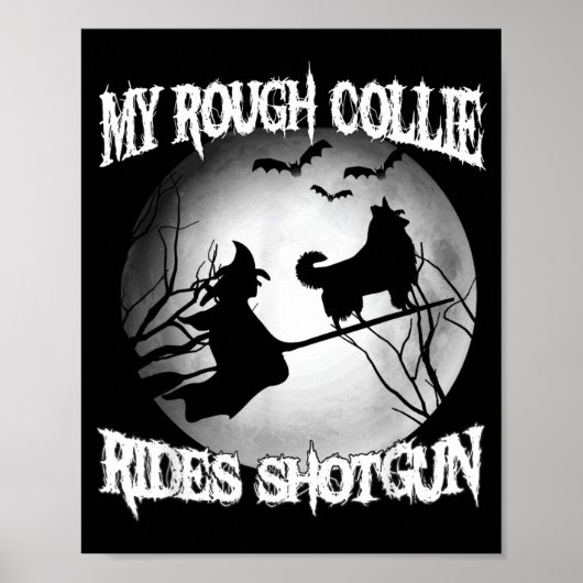 Poster Mon Rough Collie monte tir Halloween (Devant)