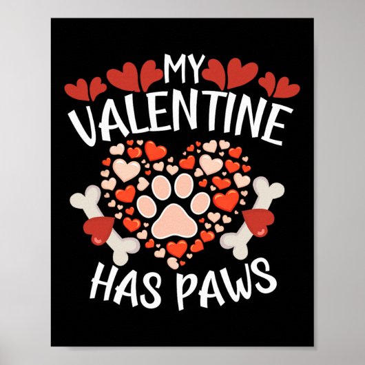 Poster Mon Valentin a des pattes Saint-Valentin Chien Pu (Devant)