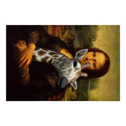 Poster Mona Lisa aime des girafes (Devant)