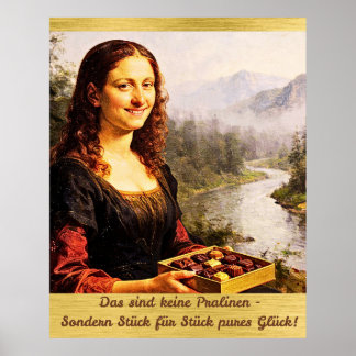Poster Mona Lisa aime les chocolats