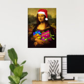 Poster Mona Lisa Arrive Comme Père Noël (Bureau à domicile)