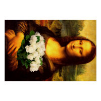 Mona Lisa Avec Bouquet De Roses Blanches