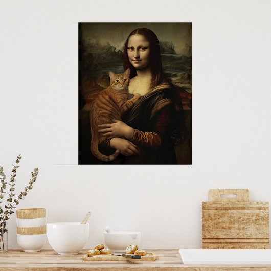Poster Mona Lisa avec chat (Cuisine)