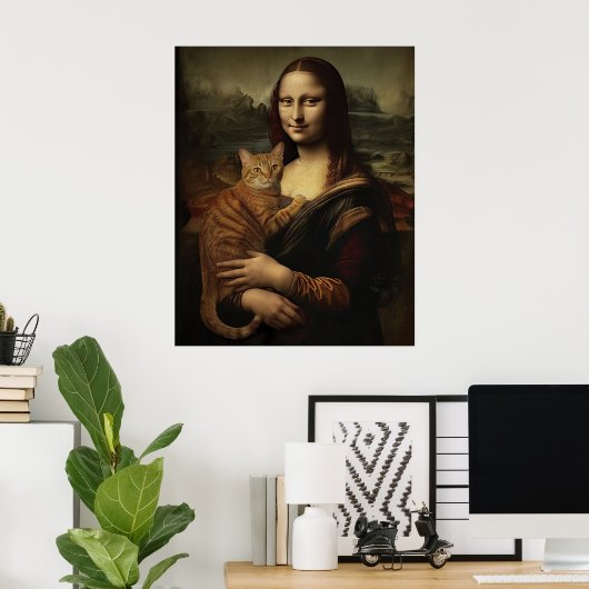 Poster Mona Lisa avec chat (Bureau à domicile)