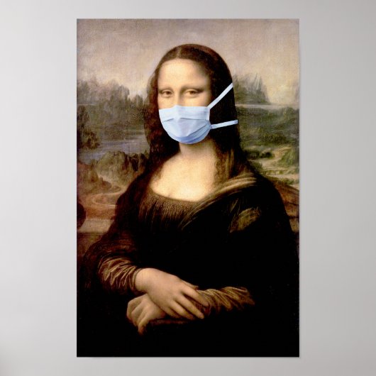 Poster Mona Lisa avec Masque Da Vinci se moquant des Arts (Devant)
