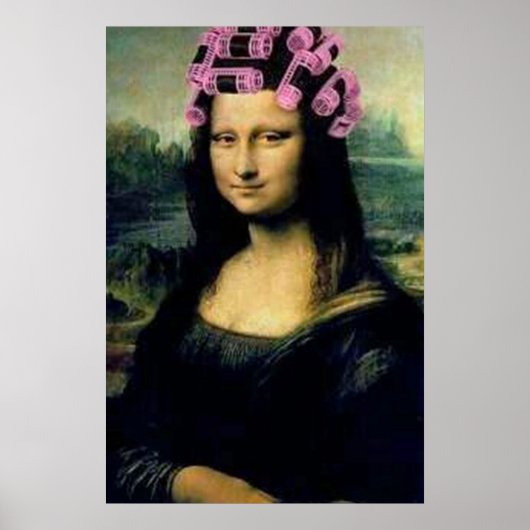 Poster Mona Lisa avec rouleaux à cheveux roses Leonardo d (Devant)
