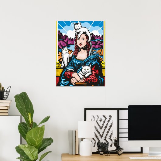 Poster Mona Lisa Avec Ses Chats (Bureau à domicile)