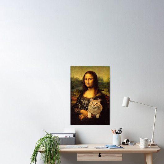 Poster Mona Lisa avec son chat (fourrure de chat) Amateur