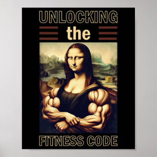 Poster Mona Lisa Bodybuilding Muscle Gym Poids Wo