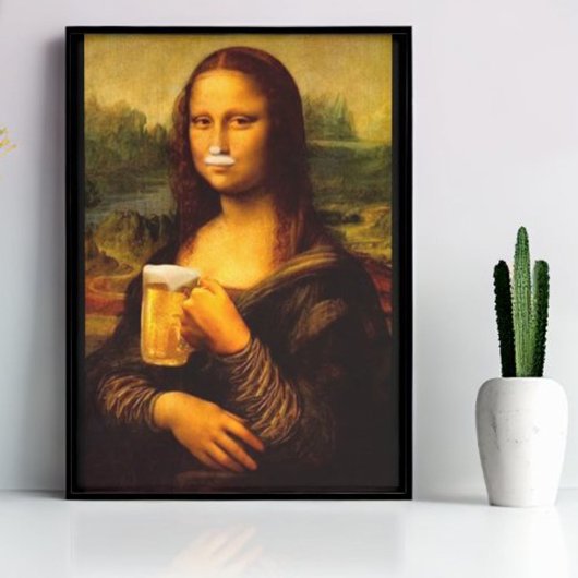 Poster Mona Lisa boit de la bière Amateur de bière
