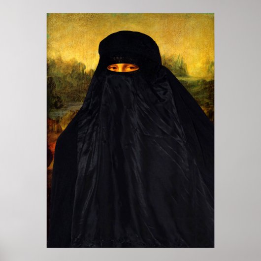 Poster Mona Lisa cachée derrière la burqa (Devant)