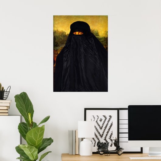 Poster Mona Lisa cachée derrière la burqa (Bureau à domicile)