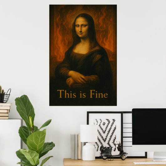 Poster Mona Lisa C'est un beau mème (Bureau à domicile)