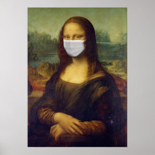 Poster Mona lisa dans un masque chirurgical Léonard de Vi
