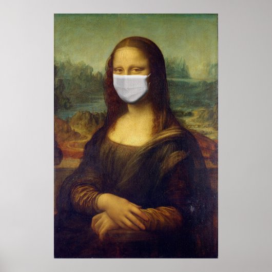 Poster Mona lisa dans un masque chirurgical leonardo da V (Devant)