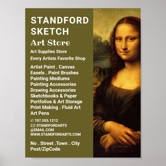 Poster Mona Lisa, Leonardo Da Vinci, Boutique de fournitu (Devant)