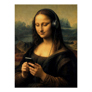 Poster Mona Lisa moderne avec smartphone
