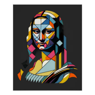 Poster Mona Lisa Moderne de Style Vitrail