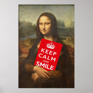 Poster Mona Lisa Mots Sages : Gardez Le Calme Et Souriez