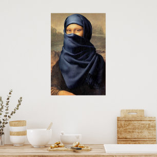 Poster Mona Lisa portant un foulard Leonardo da Vinci