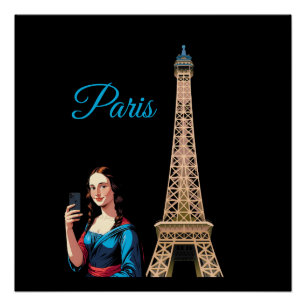 POSTER MONA LISA PRENANT UN SELFIE SURREALISTE PARIS