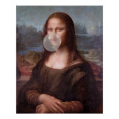 Poster Mona Lisa soufflant du chewing-gum gris (Devant)