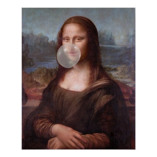 Poster Mona Lisa souffle de bulle grise gomme (Devant)