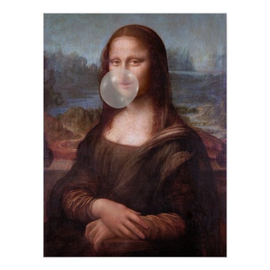 Poster Mona Lisa souffle de bulle grise gomme (Devant)