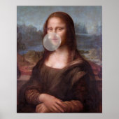 Poster Mona Lisa souffle une bulle grise (Devant)