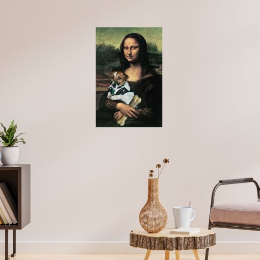 Poster Mona Lisa tenant un chien et un os (Salon 3)