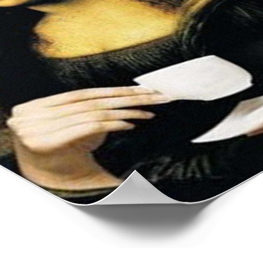 Poster Mona Lisa tenant une tasse de thé Leonardo da Vinc (Coin)