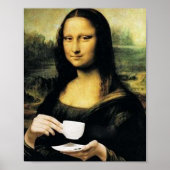 Poster Mona Lisa tenant une tasse de thé Leonardo da Vinc (Devant)