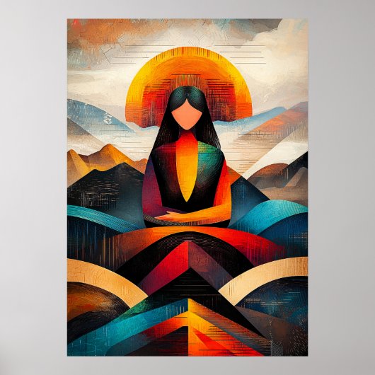 Poster Mona Lisa - Vision Cubiste Minimaliste (Devant)