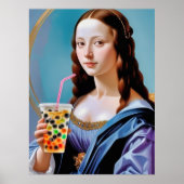 Poster Mona Lisa's Bubble Tea Moment (Devant)