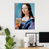 Poster Mona Lisa's Bubble Tea Moment (Bureau à domicile)