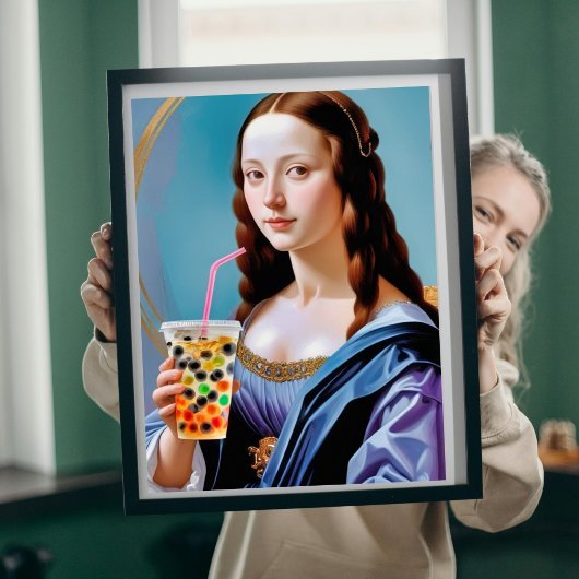 Poster Mona Lisa's Bubble Tea Moment