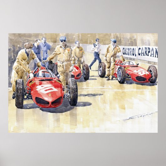 Poster Monaco GP 1961 Ferrari 156 Sharknose (Devant)