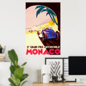 Poster Monaco ~ Grand Prix ~Toile Vintage voyage (Bureau à domicile)