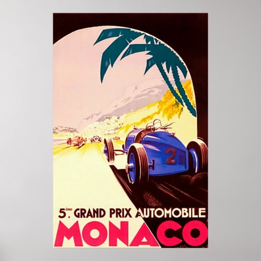 Poster Monaco ~ Grand Prix ~Toile Vintage voyage (Devant)
