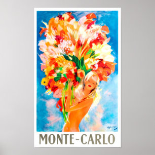 Poster Monaco Monte Carlo France vintage travel