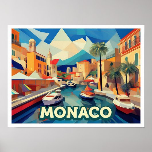 Poster Monaco Voyage artistique coloré (Devant)