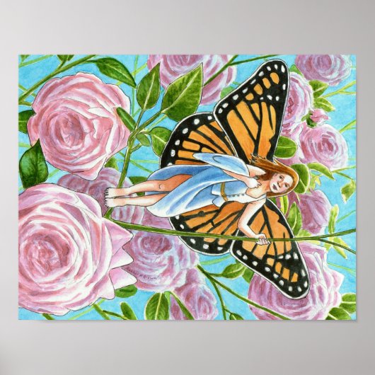 Poster Monarch Fairy parmi les Roses (Devant)