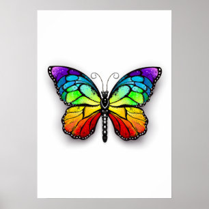 Poster Monarque papillon arc-en-ciel