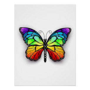 Poster Monarque papillon arc-en-ciel